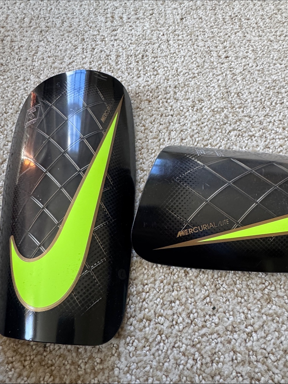 Nike Black & Neon Yellow Mercurial Shin Guards